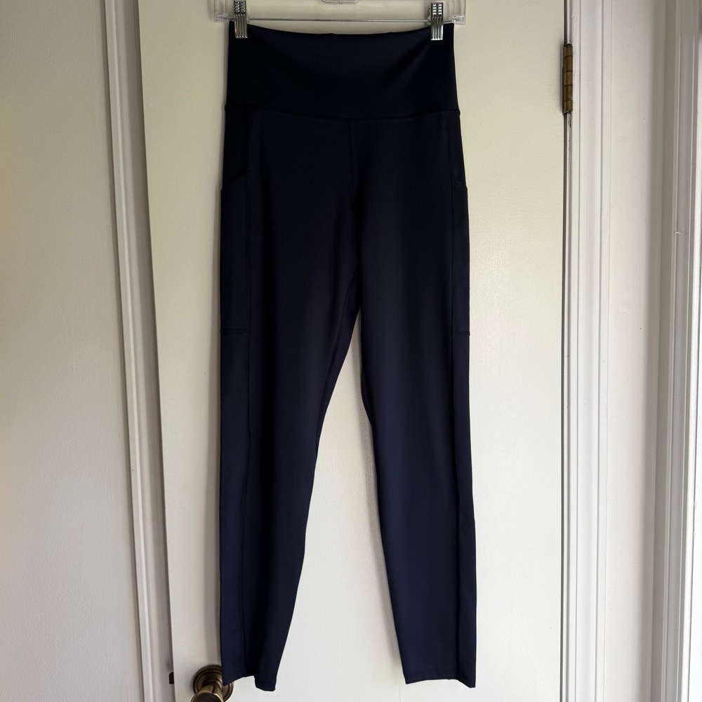 Tommy John Womens Navy Blue High Rise Pocket Leggings Size Medium Activewear - Picture 1 of 7